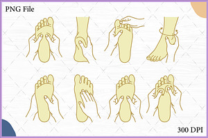 Foot Reflexology Massage Vector Set, an Object Illustration by Gfx Expert Team