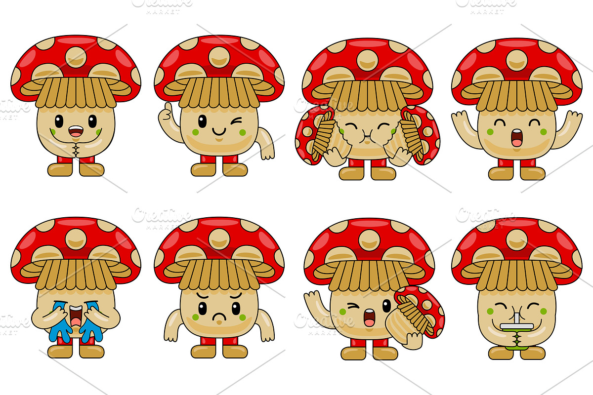 Mushroom Mascot Vector Pack, an Illustration by MEDZ (Photo 1 of 5)