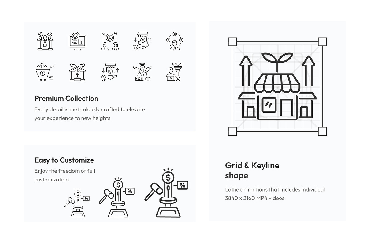ROI and Revenue Animated Icons, an Outline Icon by Prosymbols (Photo 3 of 4)