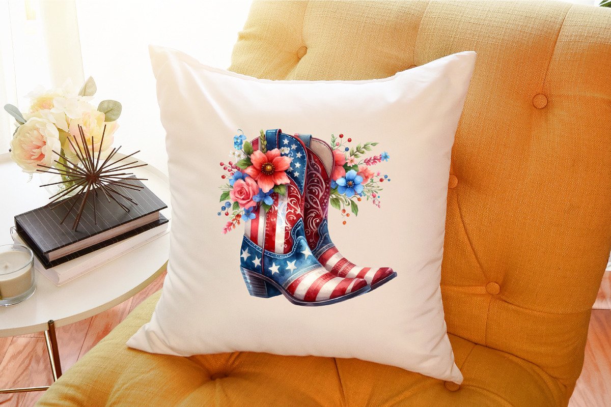 Watercolor 4th of July Cowboy Boot C, an Illustration by Sublimation Artist (Photo 6 of 6)
