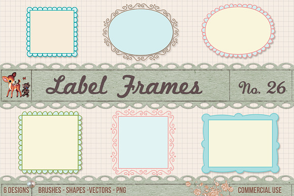 Retro Label Frames Shapes Set No 26