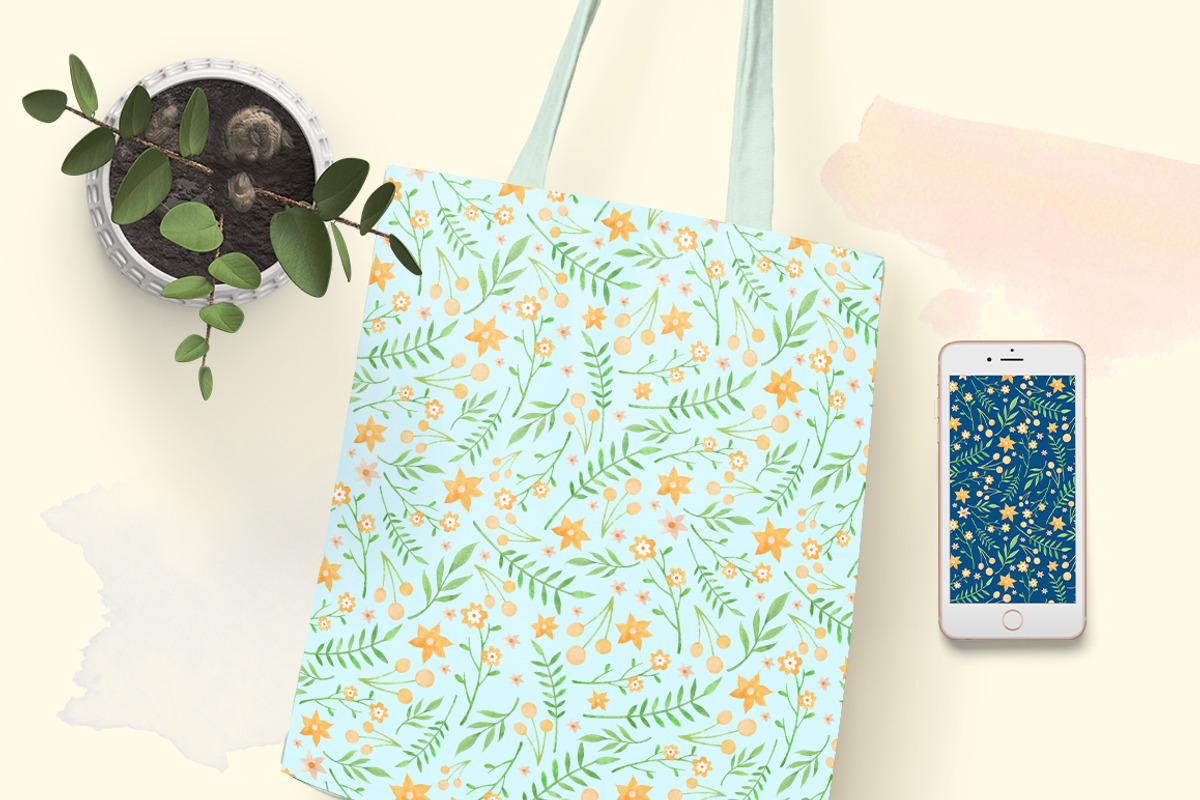 Floral watercolor patterns, a Pattern Graphic by Piñata (Photo 4 of 7)