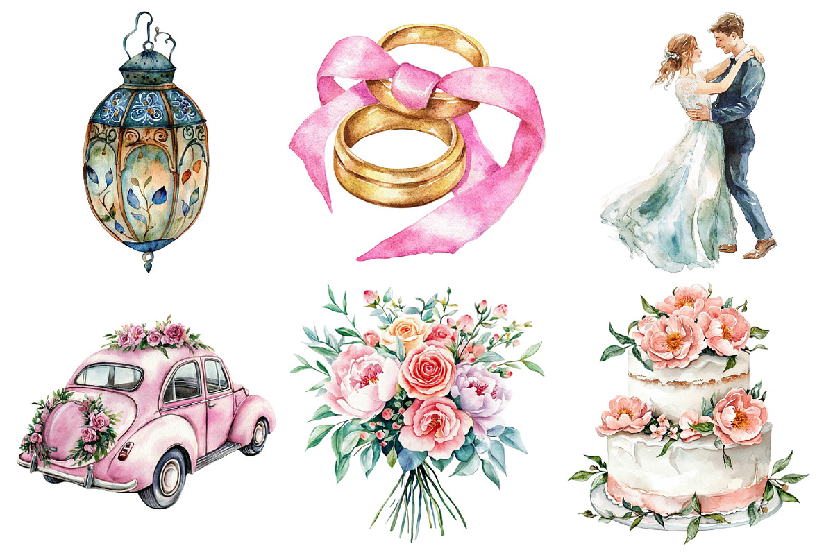 Cute Wedding Clipart, an Illustration by Pixels.Craft (Photo 2 of 7)