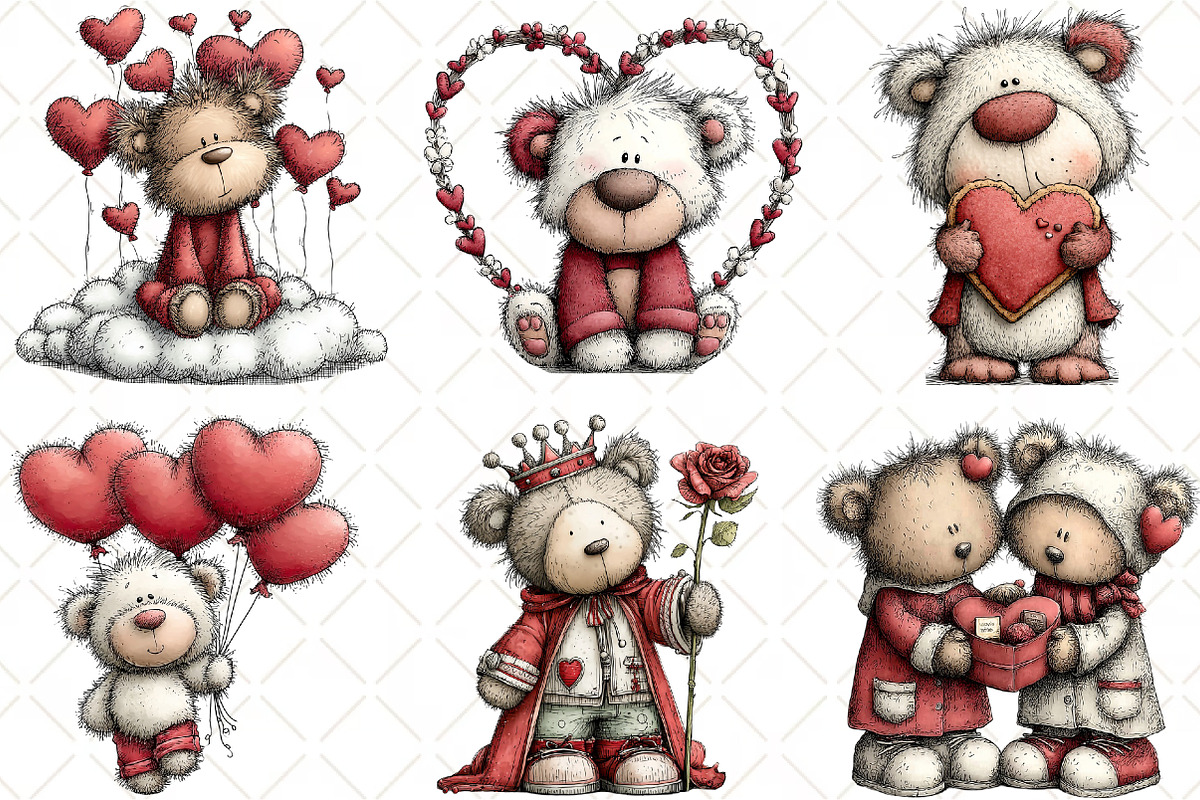 Whimsical Valentine Teddy Bear, an Animal Illustration by Black Bird Studio (Photo 5 of 6)