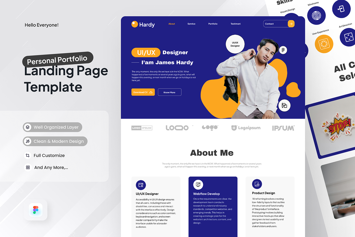 Personal Portfolio Landing Page, a Landing Page Template by SquidPixey (Photo 1 of 5)