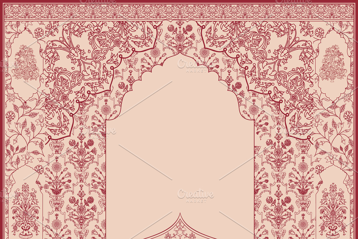 Islamic Mughal Decorative Frame, a Decorative Illustration by Mughal Wallpaper (Photo 1 of 3)