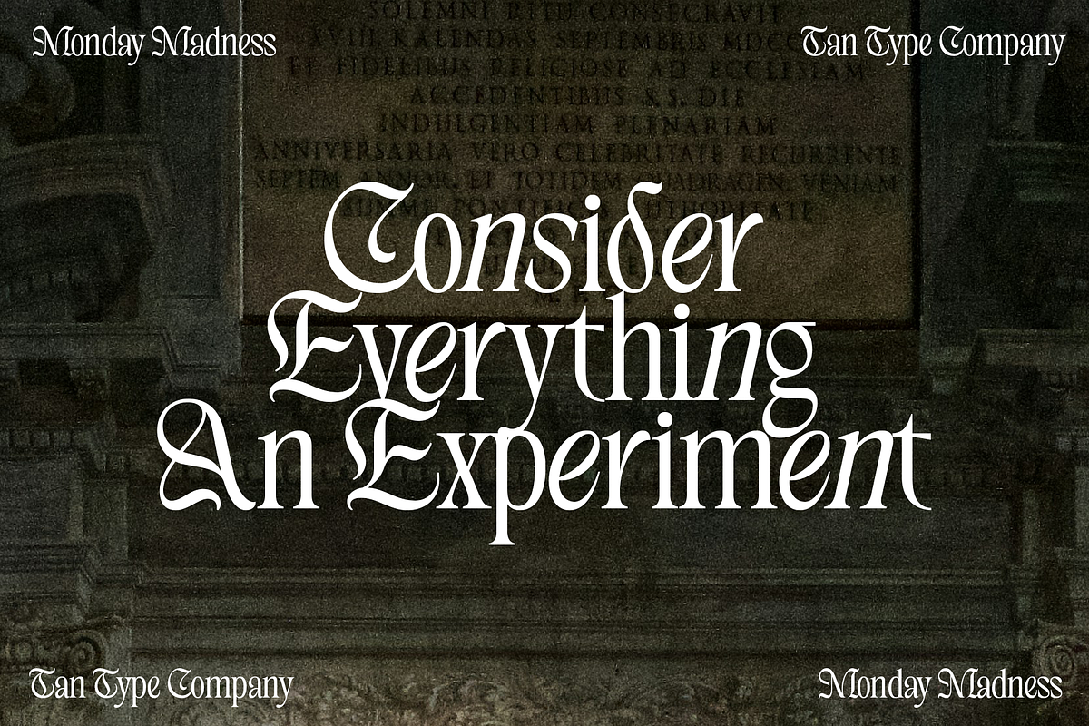 TAN - MONDAY MADNESS, a Blackletter Font by TanType (Photo 8 of 13)