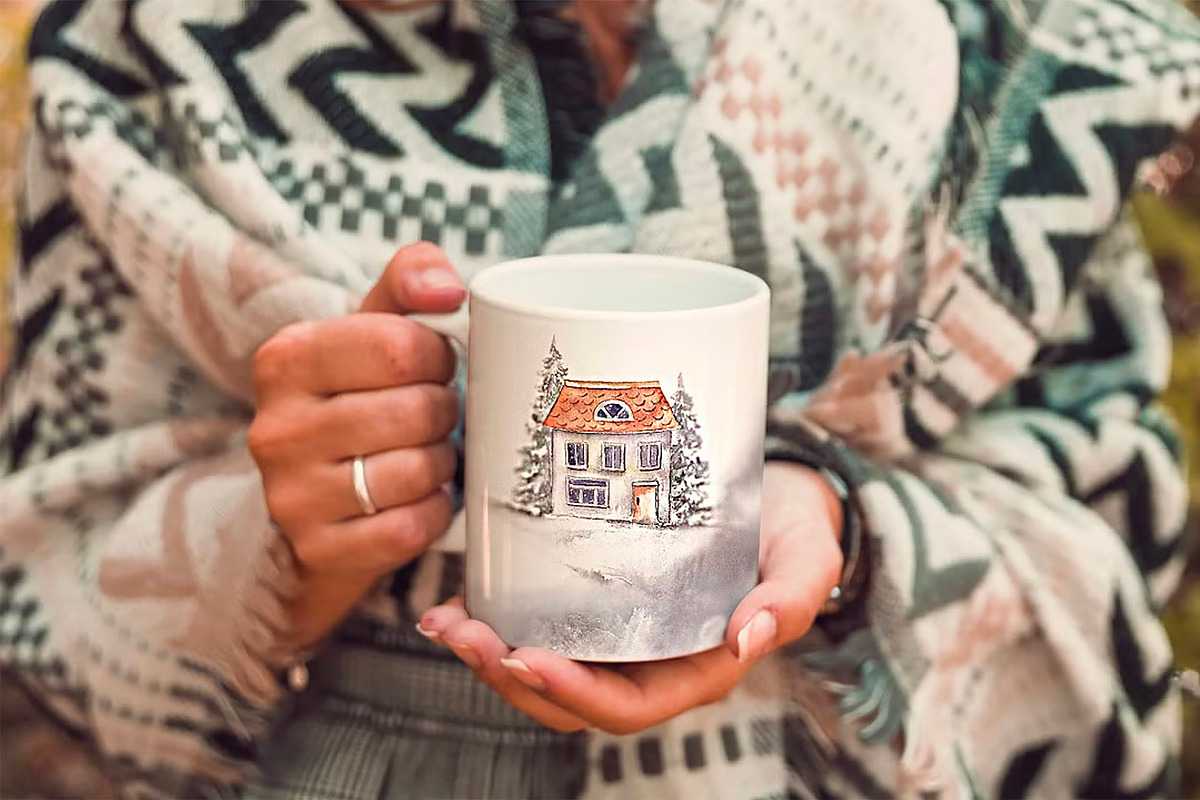 Watercolor Christmas forest house, a Seasonal Illustration by Lidia's watercolor world (Photo 2 of 6)