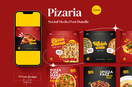 Pizaria - Instagram Post Canva, a Social Media Template by Ibrahima_Studio