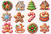 Christmas Gingerbread Clipart, an Illustration by Dream Creation (Thumbnail 5 of 7)