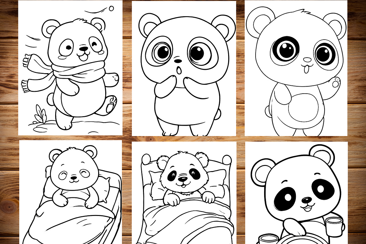 Cute Panda Daily Life Coloring Pages, a Brochure Template by LA Design (Photo 4 of 10)