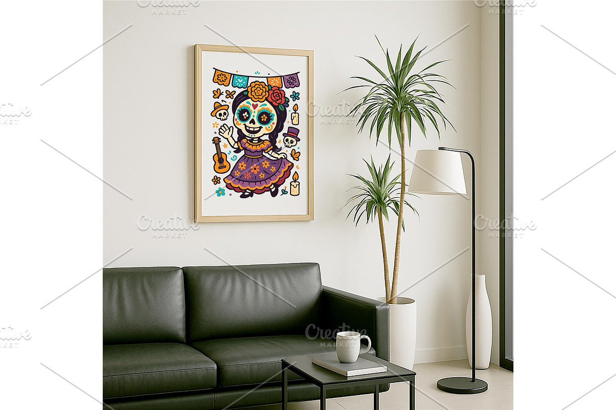 Day of the Dead Girl Wall Art Cute, a Background Graphic by LaseredNinja (Photo 7 of 7)