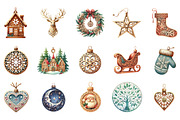 Christmas Laser Cut Ornaments Bundle, an Illustration by Designking (Thumbnail 5 of 5)