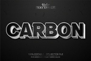 Carbon Editable Text Effect, Silver