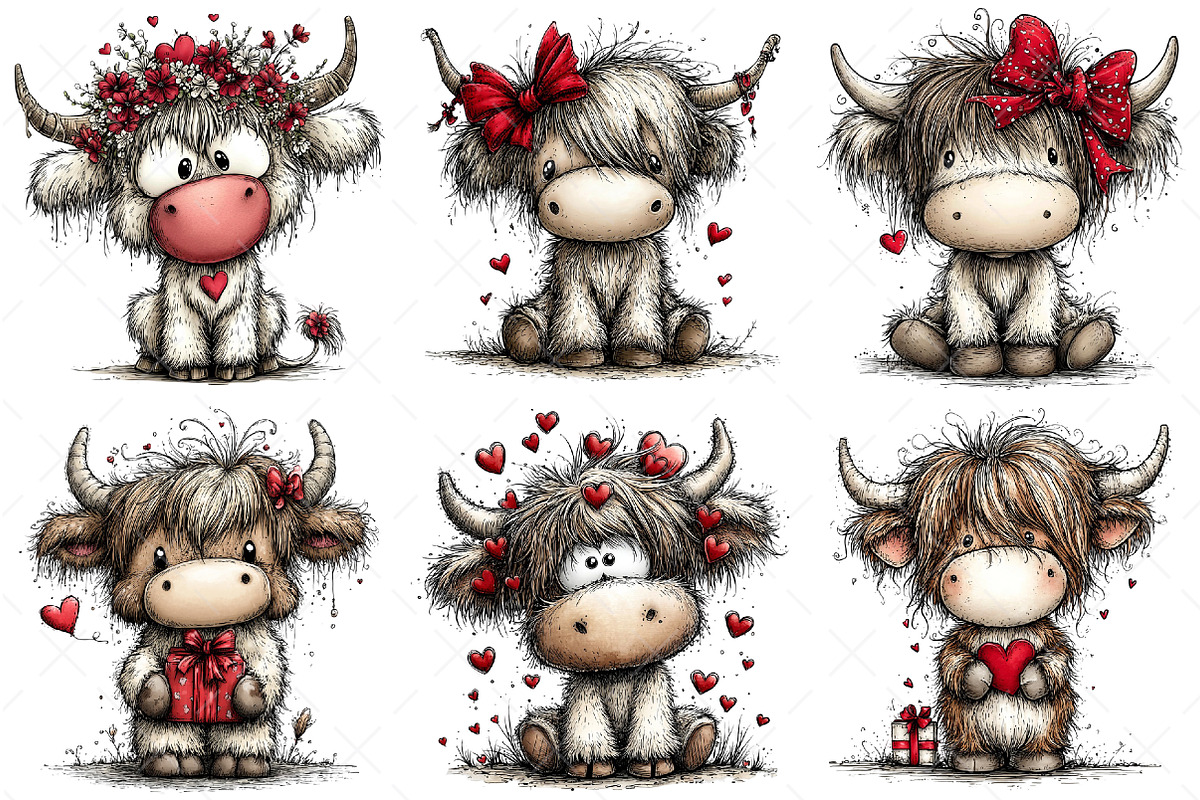 Highland Cow Valentine Clipart Png, an Illustration by Craft Nest (Photo 10 of 11)