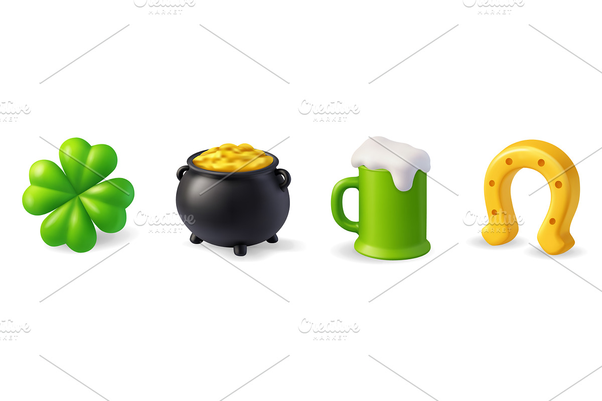 St. Patricks Day set. Clover, pot of, an Object Illustration by GraphiShop