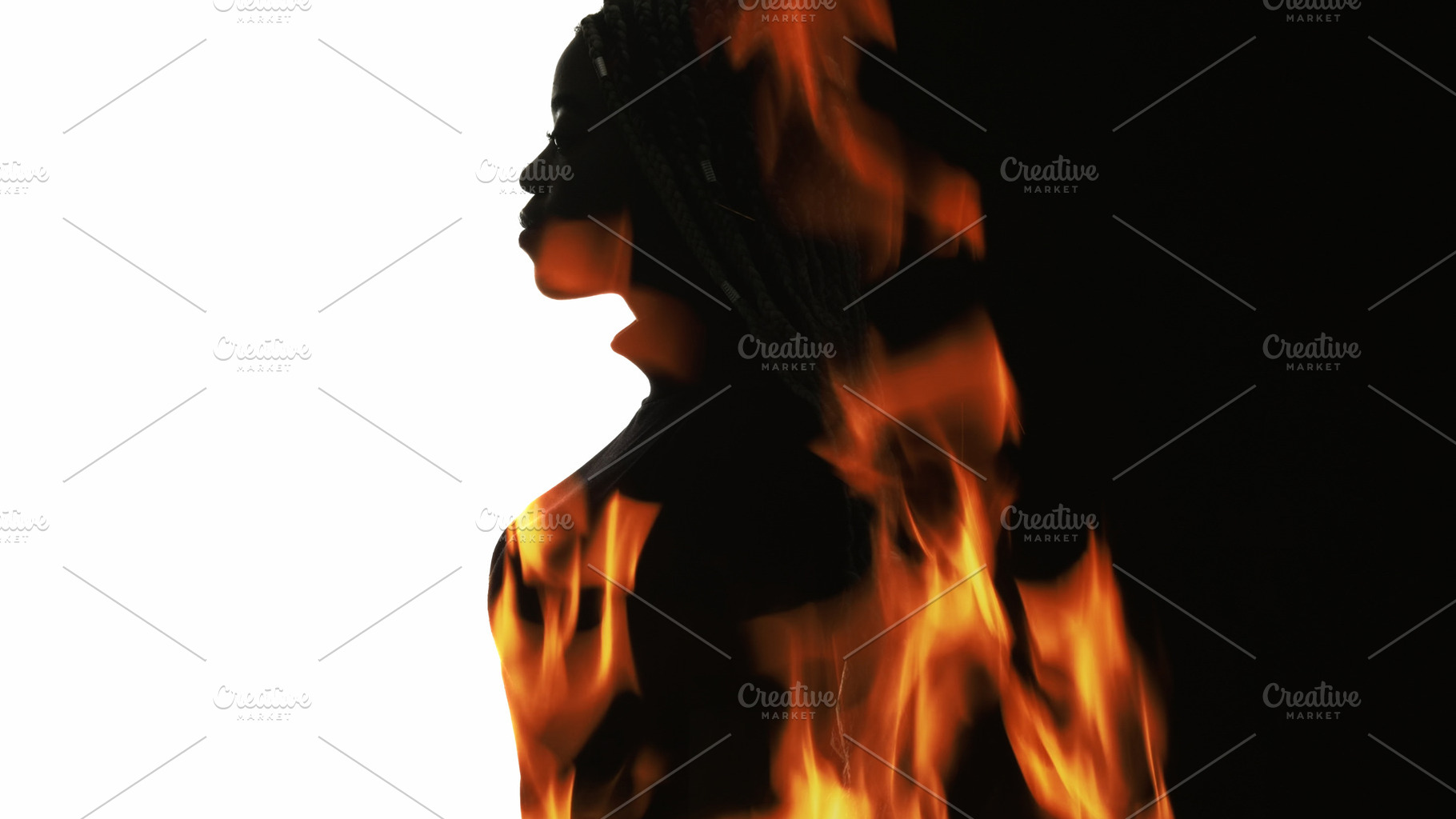Burning silhouette stress anxiety fire flame woman, a Person Photo by Photo Drive Studio