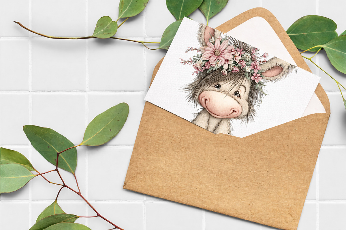 Whimsical Donkey Clipart, an Illustration by Libby Wishes (Photo 2 of 7)