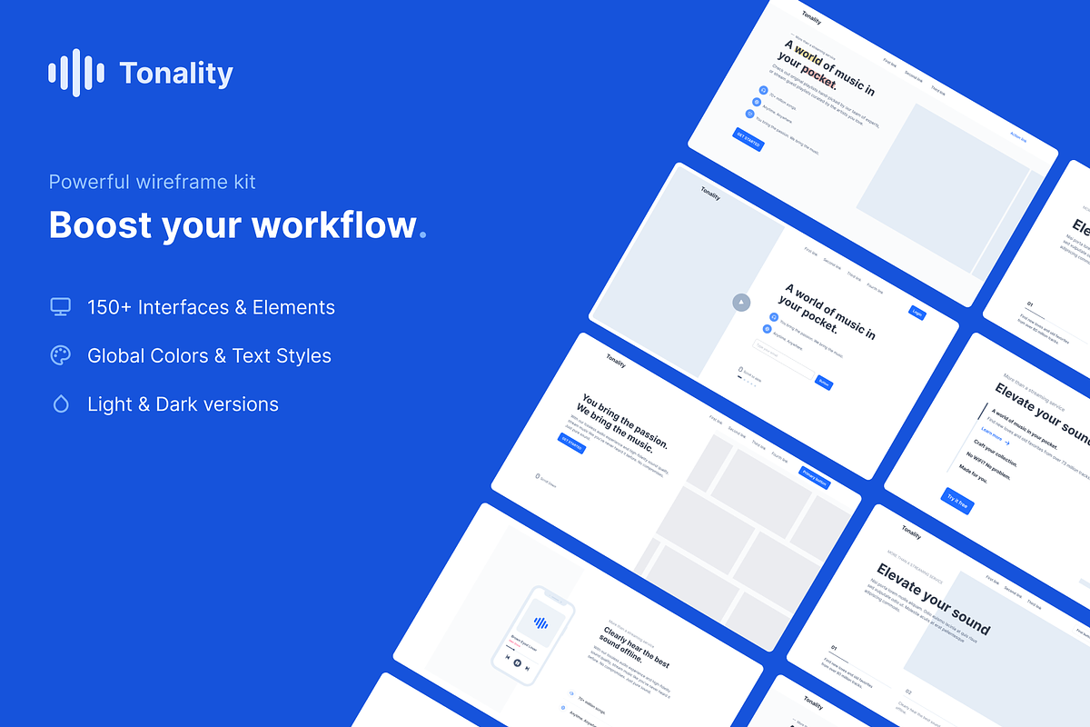 Tonality Wireframe Kit, a Wireframe Template by guilhermevital (Photo 1 of 6)