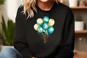 Teal and Gold Balloons Clipart, an Illustration by DreamCafeArt (Thumbnail 6 of 9)