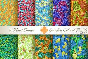 10 Colored Seamless Florals. Set 7