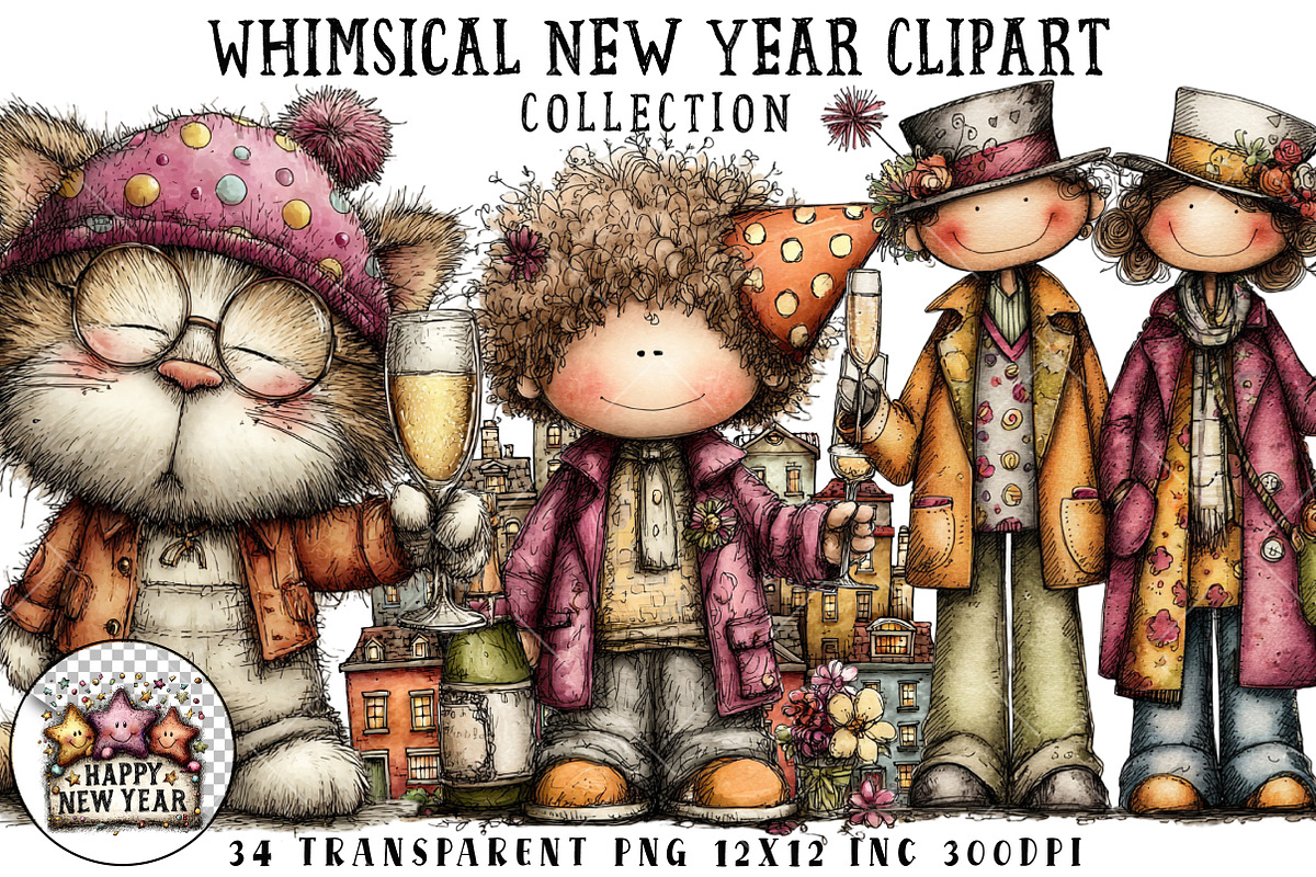 Whimsical New Year Clipart, an Illustration by OK Design (Photo 1 of 6)