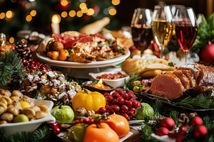 A vibrant Christmas table offering, a Photo by Pavel_design