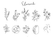 Minimal line flower botanical doodle, a Decorative Illustration by MooBeer (Thumbnail 2 of 8)