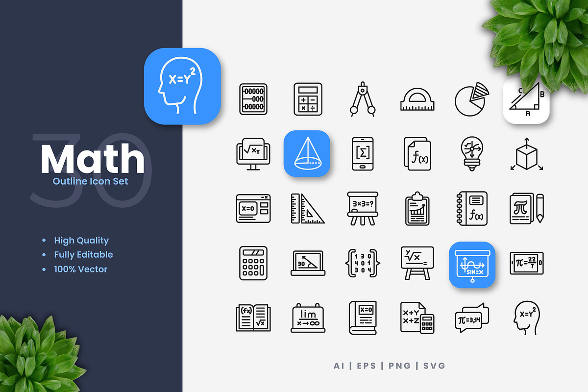 Math Outline Icons, an Outline Icon by Upnowgraphic