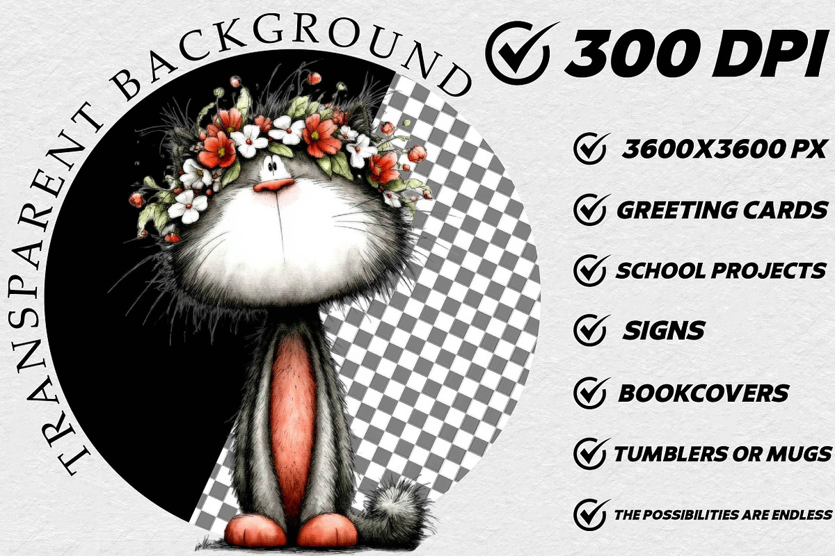 Watercolor Spring Cat Clipart, an Illustration by DreamCafeArt (Photo 2 of 6)