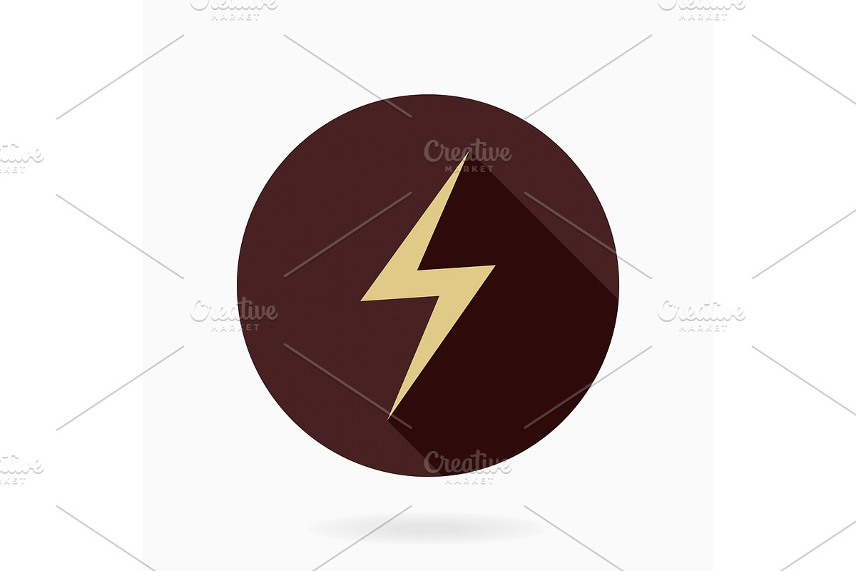 Fine Vector lightningFlat Icon With, an Outline Icon by FineArtStudio (Photo 1 of 3)