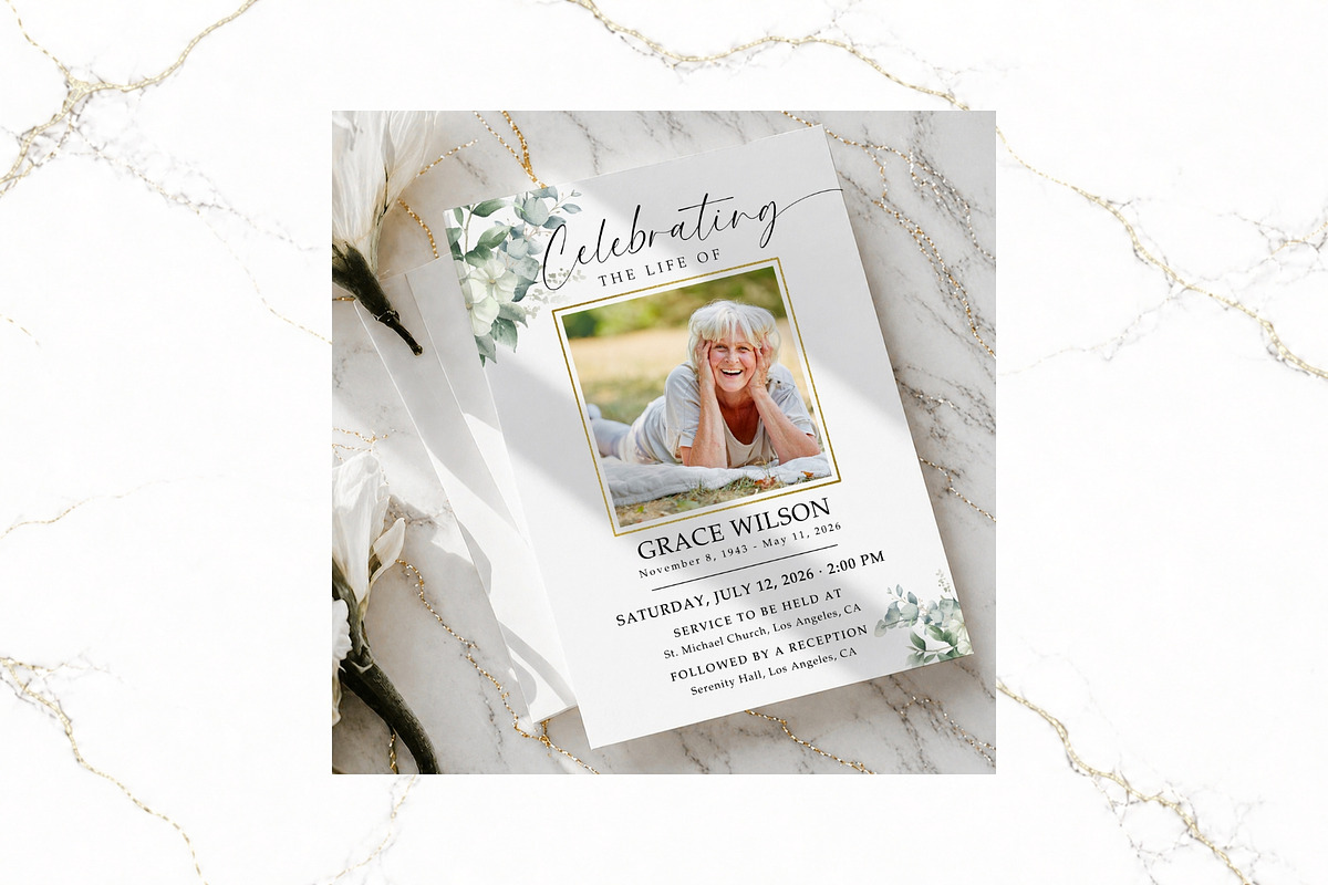Funeral Bundle Canva FR007, a Stationery Template by TyphoonStudio (Photo 6 of 12)