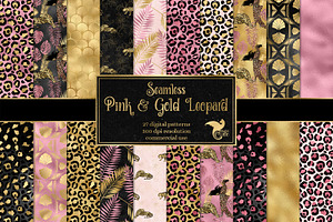 Pink & Gold Leopard Digital Paper