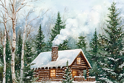 Rustic Christmas Cabin, a Background Graphic by Printable Treasure (Thumbnail 4 of 7)