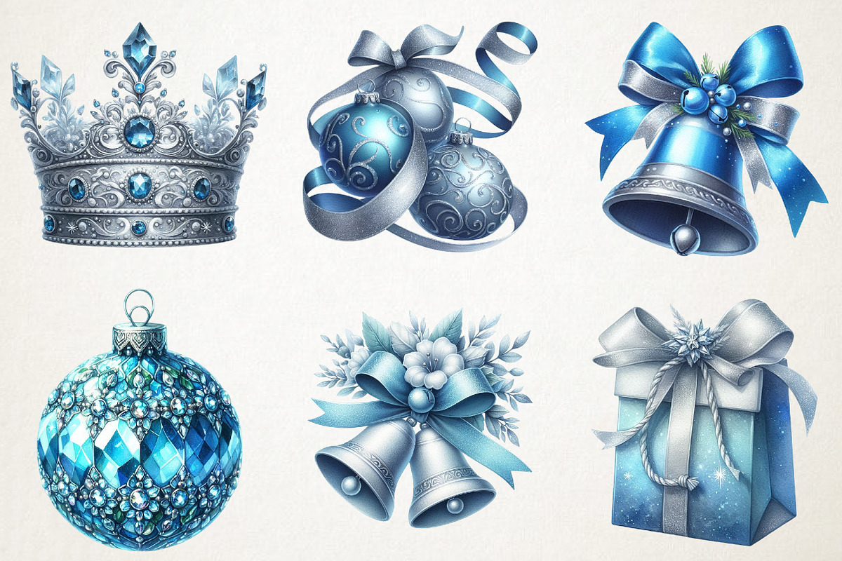 Silver Blue Christmas Clipart, an Illustration by RobertsArt (Photo 4 of 5)