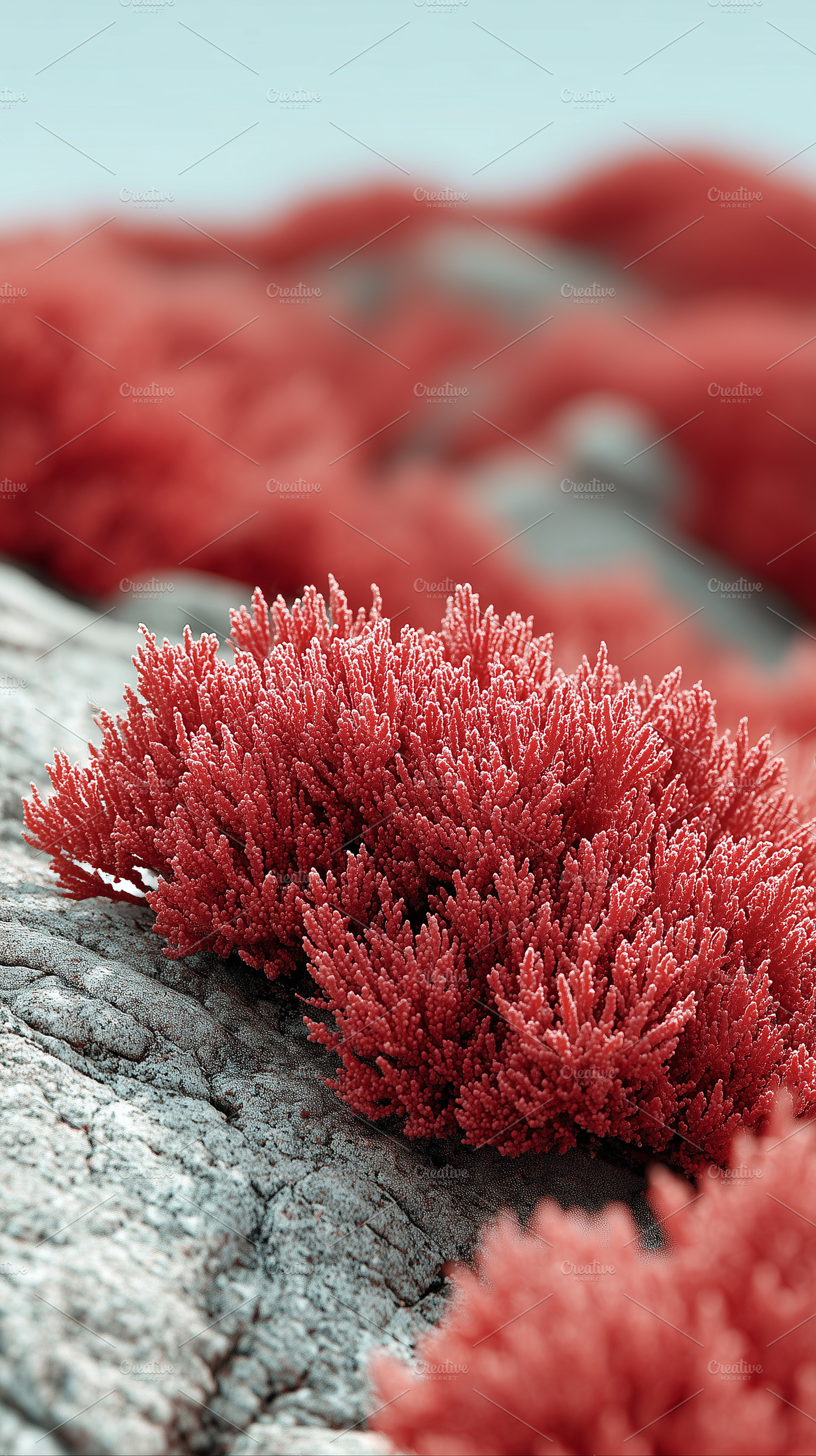Close up of vibrant red coral, a Nature Photo by MistyDay