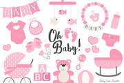 Vector Baby Clipart in Pink, an Illustration by Amanda Ilkov (Thumbnail 1 of 2)
