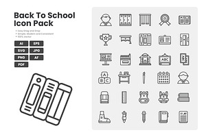 Back To School Icon Pack, an Outline Icon by erifqizeicon