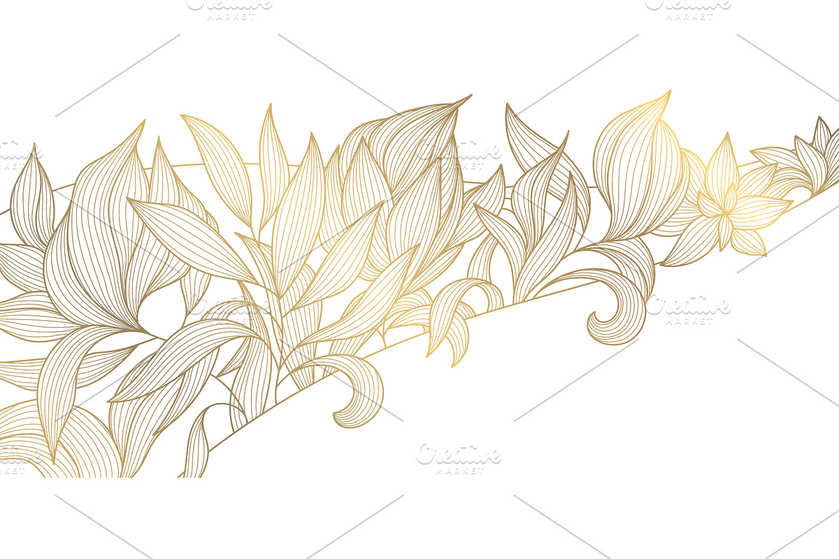 Flowers and Leaves Line Luxury Art, a Pattern Graphic by Marylia (Photo 19 of 27)