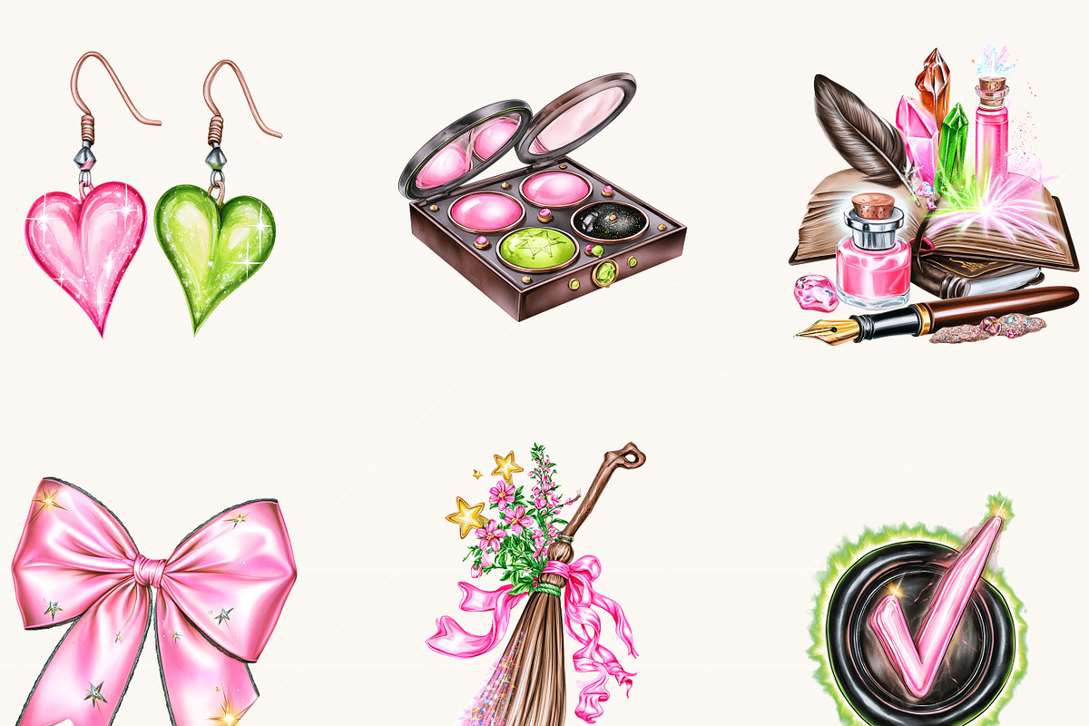 Neon Witch Clipart Bundle, a Seasonal Illustration by BusyDaydesign (Photo 4 of 9)
