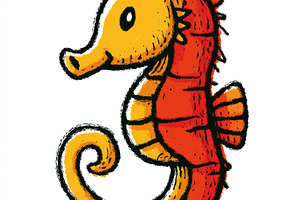 Cute seahorse doodle illustration, an Animal Photo by José Manuel Gelpi