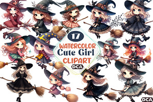 Cute Girl Sweden  gothic Witch Broom, an Illustration by DreamCafeArt