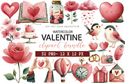 Valentine Watercolor Clipart, an Illustration by DreamArtGraphic (Thumbnail 1 of 4)
