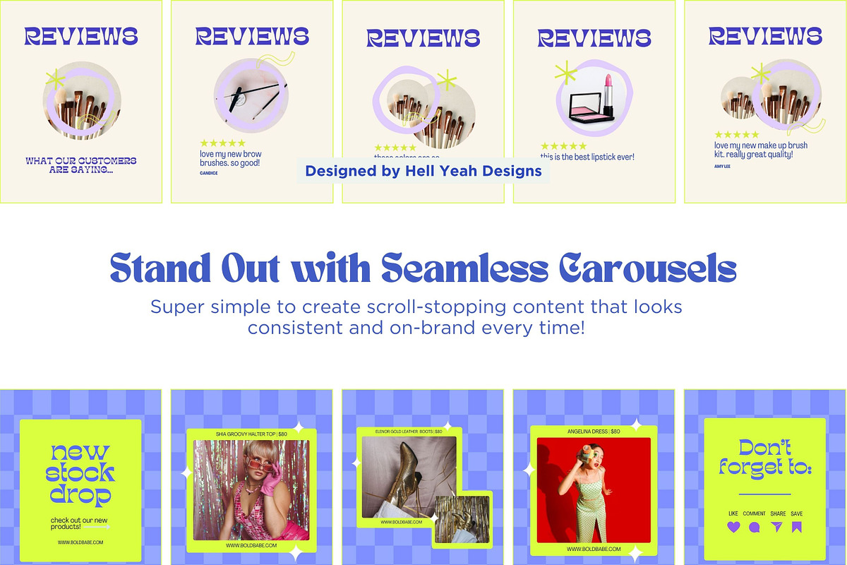 Funky Instagram Carousel Templates, a Social Media Template by Hell Yeah Designs (Photo 8 of 10)