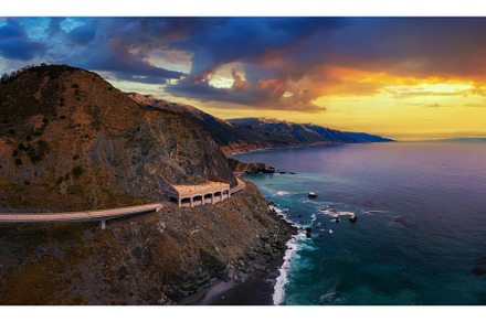 Sunset over Pitkins Curve Bridge and, a Nature Photo by Nick Fox
