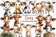Funny Sketch Quirky Cows Clipart, an Illustration by Designworld (Thumbnail 1 of 5)