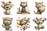 Whimsical Easter Cats Clipart, an Illustration by CraftArtStudio (Thumbnail 2 of 6)