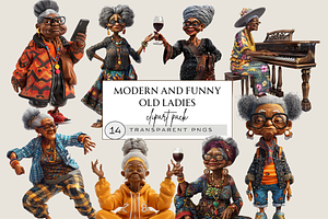 MODERN GRANDMOTHERS CLIPART PACK, a Person Illustration by Daring Digies