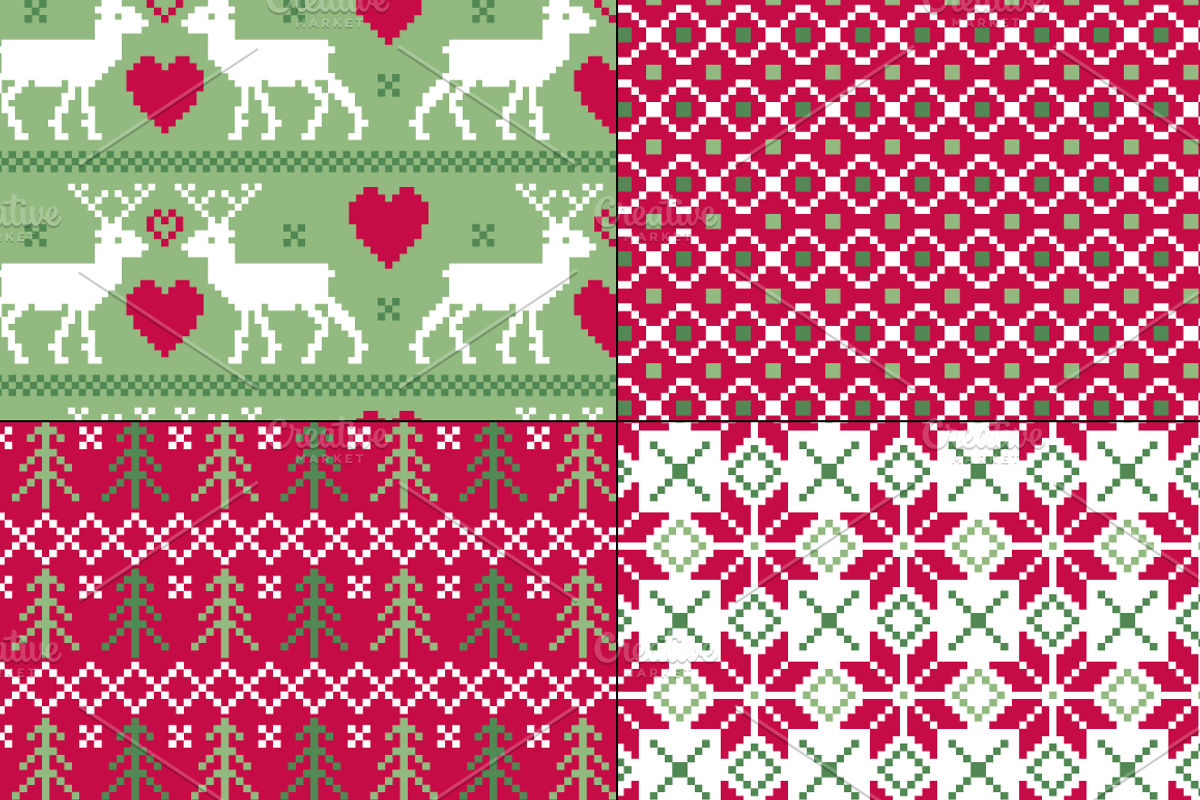 Seamless Scandinavian Patterns preview 5