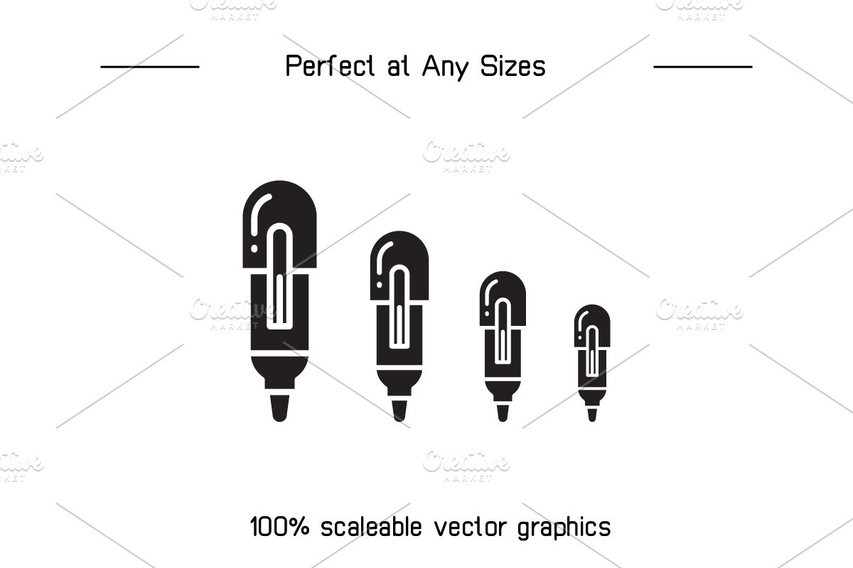 Pen and Writing Tools Icons, a Solid Icon by Designfour (Photo 7 of 7)